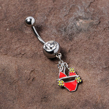 Load image into Gallery viewer, Clear Gem Red Itty Bitty Bikini Dangle Belly Ring
