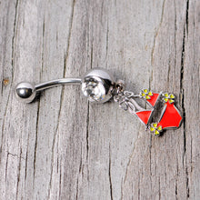 Load image into Gallery viewer, Clear Gem Red Itty Bitty Bikini Dangle Belly Ring

