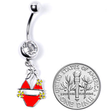 Load image into Gallery viewer, Clear Gem Red Itty Bitty Bikini Dangle Belly Ring
