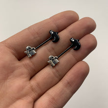 Load image into Gallery viewer, 14G 9/16 Black PVD Black Ghost Halloween Nipple Ring Set
