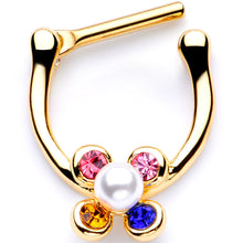 Load image into Gallery viewer, 16G 1/4 Pink Blue Gem Gold Tone Cartilage Clicker
