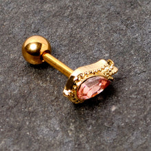 Load image into Gallery viewer, 16G 1/4 Pink Gem Gold Tone Tulip Flower Cartilage Tragus Earring
