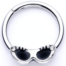 Load image into Gallery viewer, 16G 3/8 Clear Gem 50s Retro Summer Sunglasses Hinged Segment Ring
