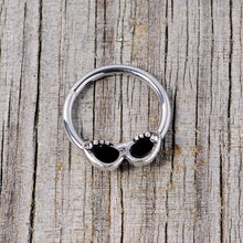 Load image into Gallery viewer, 16G 3/8 Clear Gem 50s Retro Summer Sunglasses Hinged Segment Ring
