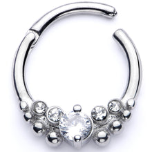 Load image into Gallery viewer, 16G 3/8 Clear CZ Gem Classy Circles Hinged Segment Ring
