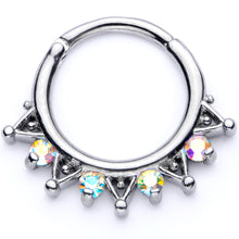Load image into Gallery viewer, 16G 3/8 Aurora CZ Gem Triangles Septum Clicker
