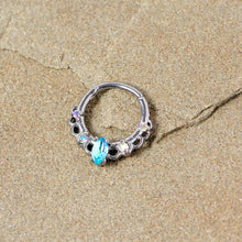 Load image into Gallery viewer, 16G 3/8 Aurora Aqua CZ Gem Lacy Septum Clicker
