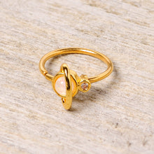 Load image into Gallery viewer, 20G 5/16 Clear Gem White Faux Opal Gold Tone Planet Nose Hoop

