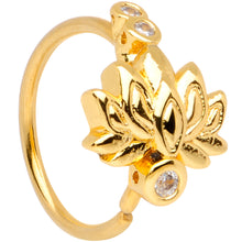 Load image into Gallery viewer, 20G 5/16 Clear CZ Gem Gold Tone Lotus Flower Nose Hoop
