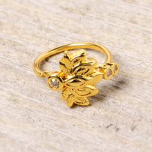 Load image into Gallery viewer, 20G 5/16 Clear CZ Gem Gold Tone Lotus Flower Nose Hoop
