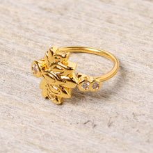 Load image into Gallery viewer, 20G 5/16 Clear CZ Gem Gold Tone Lotus Flower Nose Hoop
