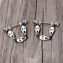 Load image into Gallery viewer, 14G 9/16 Scary Screaming Ghost Halloween Dangle Nipple Ring Set
