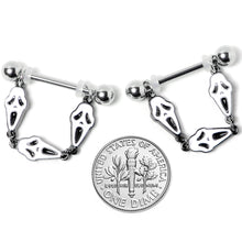 Load image into Gallery viewer, 14G 9/16 Scary Screaming Ghost Halloween Dangle Nipple Ring Set
