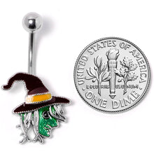 Load image into Gallery viewer, Ghastly Green Woods Witch Halloween Belly Ring
