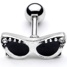 Load image into Gallery viewer, 16G 1/4 Clear Gem 50s Retro Sunglasses Cartilage Tragus Earring
