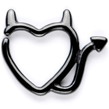 Load image into Gallery viewer, 16G 5/16 Black Little Devil Halloween Heart Closure Ring
