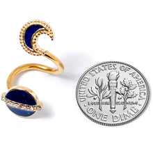 Load image into Gallery viewer, 14G Clear Gem Gold Tone Planet Moon Spiral Twister Belly Ring
