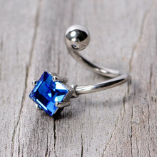 Load image into Gallery viewer, 14G 3/8 Blue Gem Refined Rhombus Spiral Twister Belly Ring
