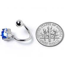 Load image into Gallery viewer, 14G 3/8 Blue Gem Refined Rhombus Spiral Twister Belly Ring
