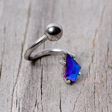 Load image into Gallery viewer, 14G 3/8 Blue Gem Graceful Rhombus Spiral Twister Belly Ring
