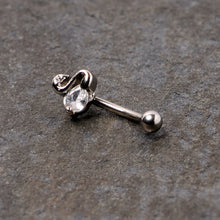 Load image into Gallery viewer, 16G 5/16 Clear CZ Gem Sleek Swan Curved Eyebrow Ring
