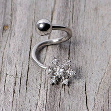 Load image into Gallery viewer, Clear CZ Gem Snowflake Christmas Spiral Twister Belly Ring
