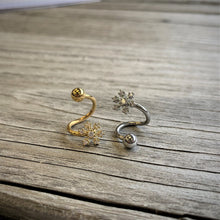 Load image into Gallery viewer, Clear CZ Gem Gold Tone Snowflake Christmas Spiral Twister Belly Ring
