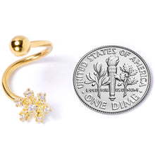 Load image into Gallery viewer, Clear CZ Gem Gold Tone Snowflake Christmas Spiral Twister Belly Ring
