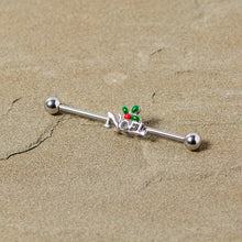 Load image into Gallery viewer, 14G Red Gem Noel Holiday Christmas Industrial Barbell 38mm
