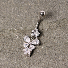 Load image into Gallery viewer, Clear Gem Star Bow Dangle Belly Ring
