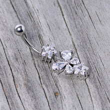 Load image into Gallery viewer, Clear Gem Star Bow Dangle Belly Ring
