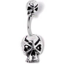 Load image into Gallery viewer, Scary Double Skull Halloween Double Mount Belly Ring

