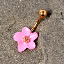 Load image into Gallery viewer, Rose Gold Tone Spring Blossom Pretty Pink Flower Belly Ring
