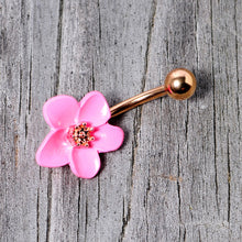 Load image into Gallery viewer, Rose Gold Tone Spring Blossom Pretty Pink Flower Belly Ring
