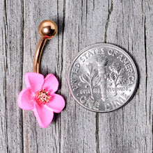 Load image into Gallery viewer, Rose Gold Tone Spring Blossom Pretty Pink Flower Belly Ring
