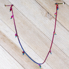 Load image into Gallery viewer, 14G 5/8 Clear Gem Rainbow Autumn Leaves Dangle Nipple Chain
