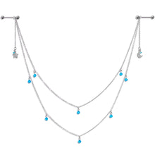 Load image into Gallery viewer, 14G 5/8 Blue Gem Moon Star Double Dangle Nipple Chain
