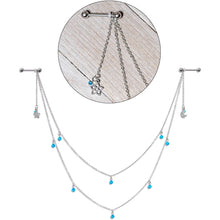 Load image into Gallery viewer, 14G 5/8 Blue Gem Moon Star Double Dangle Nipple Chain
