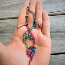 Load image into Gallery viewer, 14G 5/8 Blue Gem Rainbow Moon Star Double Dangle Nipple Chain
