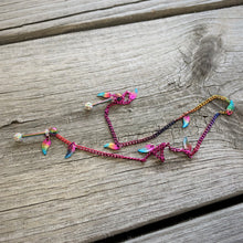 Load image into Gallery viewer, 14G 5/8 Clear Gem Rainbow Autumn Leaves Dangle Nipple Chain
