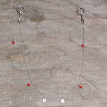 Load image into Gallery viewer, 14G 9/16 Clear Gem Ladybug BCR Captive Ring Dangle Nipple Chain
