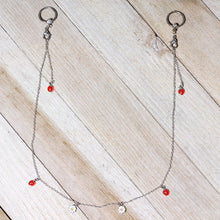 Load image into Gallery viewer, 14G 9/16 Clear Gem Ladybug BCR Captive Ring Dangle Nipple Chain
