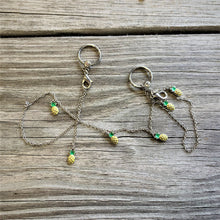 Load image into Gallery viewer, 14G 9/16 Clear Gem Pineapple BCR Captive Ring Dangle Nipple Chain
