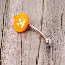Load image into Gallery viewer, 16G 5/16 Jack O Lantern Pumpkin Halloween Curved Eyebrow Ring
