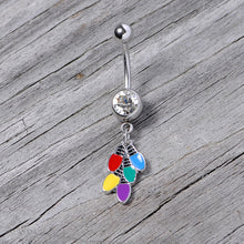 Load image into Gallery viewer, Clear Gem Christmas Lights Holiday Dangle Belly Ring
