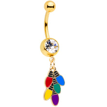 Load image into Gallery viewer, Clear Gem Gold Tone Christmas Lights Holiday Dangle Belly Ring
