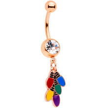Load image into Gallery viewer, Clear Gem Rose Gold Tone Christmas Lights Holiday Dangle Belly Ring
