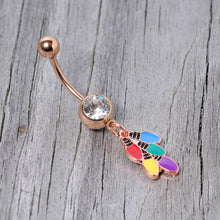 Load image into Gallery viewer, Clear Gem Rose Gold Tone Christmas Lights Holiday Dangle Belly Ring
