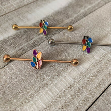 Load image into Gallery viewer, 14G Rose Gold Tone Christmas Lights Industrial Barbell 38mm
