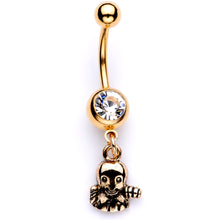 Load image into Gallery viewer, Clear Gem Gold Tone Happy Ghost Halloween Dangle Belly Ring
